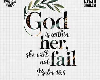 Psalm 46 5 Digital Art, God is Within Her Quote, Inspirational Scripture, Bible Verse Print, Faith Based Printable, Christian Home Decor