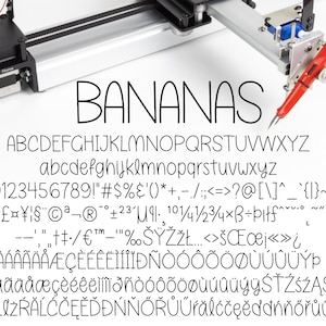 True Single Line Schrift - Schriftstrich - Schriftart - Handschriftliche Schriftart - Skizzenschrift - Stift Plotter - Gravur Schriftart - Banane Schriftart