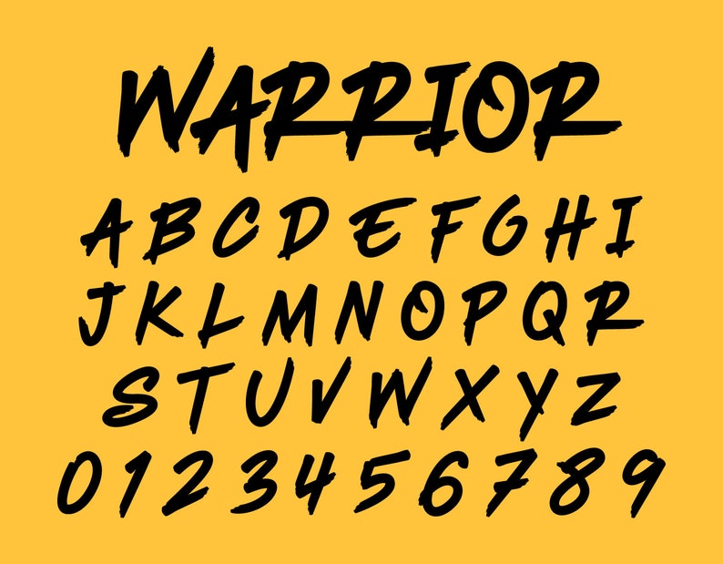 Warrior Font Svg Dxf Pdf Png With Numbers Ttf Font Etsy
