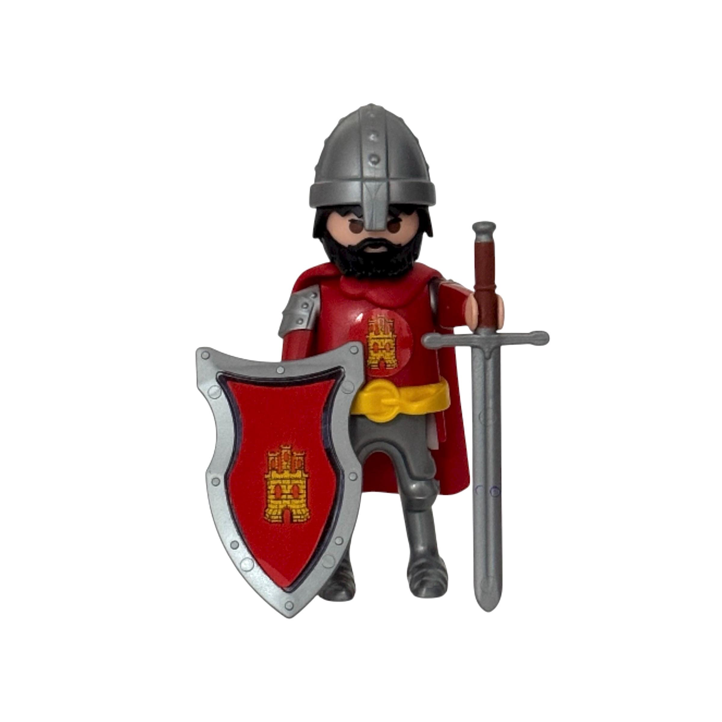 Figurine Playmobil Chevalier Vintage Avec Dragon Jaune - Modèle 3669 - Thème Médiéval Avec Bouclier Et Chariot