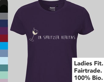 In a splash of veritas! T-Shirt Women's Organic Cotton Wine Sayings Funny White Wine Wine Drinker Spritzer Neutral Fairtrade Women, in vino veritas