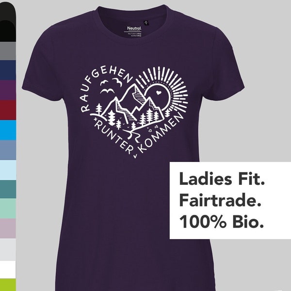 Vai su - scendi, T-shirt da donna - Neutral®, con scritta escursionismo, natura, sport, outdoor - 100% cotone biologico Fairtrade