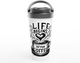 Stainless steel travel mug (approx. 440ml) coffee to go saying gift, reusable, reusable, thermos mug