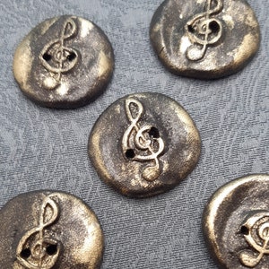 Old anthracite gold treble clef buttons, handmade creation for embellishing jackets, sweaters, etc. image 5