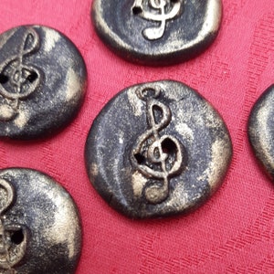 Old anthracite gold treble clef buttons, handmade creation for embellishing jackets, sweaters, etc. image 4