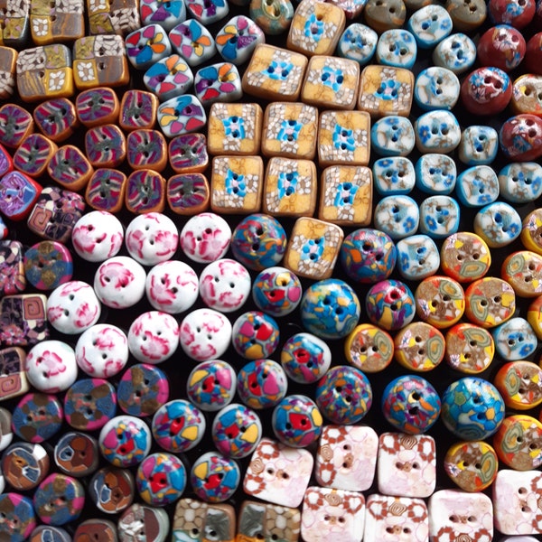 Quality, originality, solidity... Large selection of handmade buttons in polymer clay for makeover, embellishment...