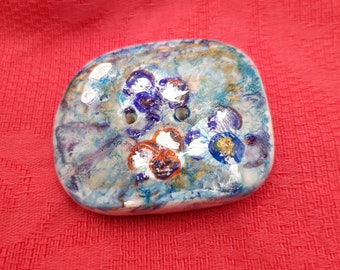 Painted flower button, handmade in polymer clay, bag makeover, jacket...