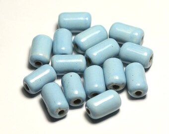 Céramique cylindre bleu tacheté 6 mm 20 pièces Céramique Perles