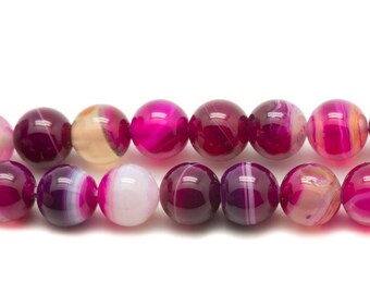 Jade Boules 10mm Rose Fuchsia Rubis 4558550007520 Perles de Pierre 10pc