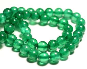Fil 39cm 67pc env Perles de Pierre Jade Boules 6mm Vert Empire