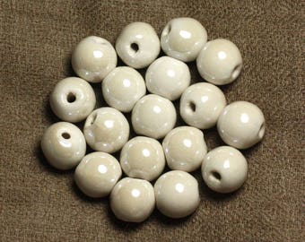10pc Perles Porcelaine Céramique Rose clair Boules 8mm 4558550007568