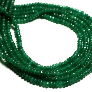 34cm strand 115pc approx - Stone Beads - Jade Faceted Rondelles 4x2mm Fir Green
