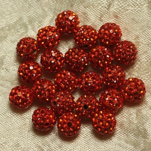 9 Stück - Polymerperle und Glasstrass 8 mm Orange - 4558550022233