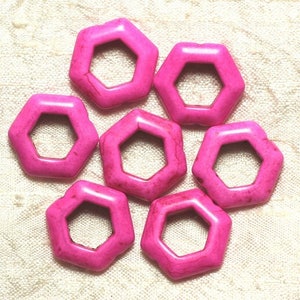 10pc - Synthetic Hexagon Turquoise Beads 22mm Pink 4558550032997