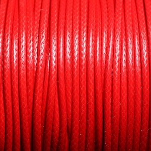 5 meters - Round coated waxed cotton cord 2mm Bright red - 4558550088307
