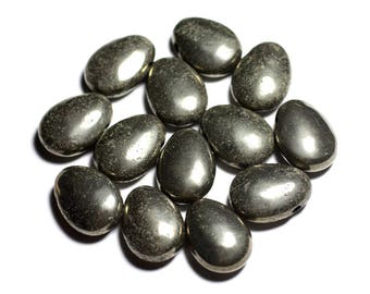 1pc - Pyrite Stone Drop Pendant 25mm Gold Plated Metal - 4558550092267