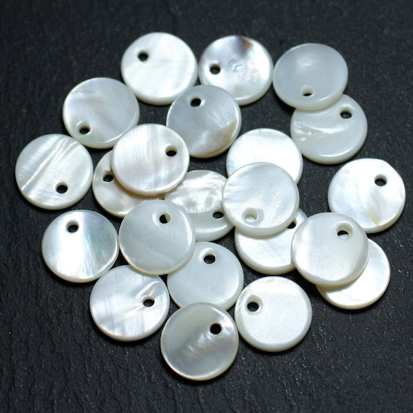 10pc - Perlas Breloques Blanco Madre de Noche Colgantes 10mm 4558550037138