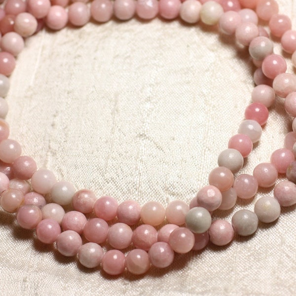 Fil 39cm 46pc environ - Perles Pierre Opale Rose Boules 8mm rose clair pastel bonbon