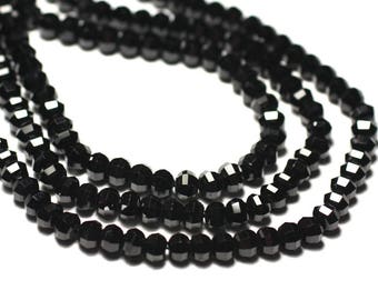 Fil De Perles En Onyx Noir - 39cm, Environ 93 Perles De 4mm - Neuf Pour Création Bijoux