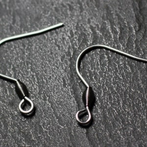 20pc - Ear Hooks 21mm 304L Surgical Stainless Steel Pearl Oval Olive - 7427039730730
