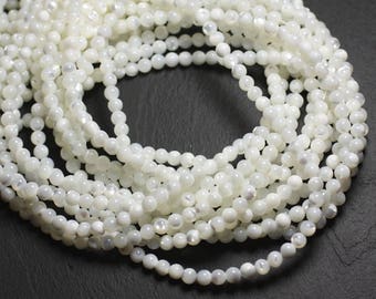 Thread 39cm approx 95pc - Pearls Shell Nacre Balls 4mm iridescent white