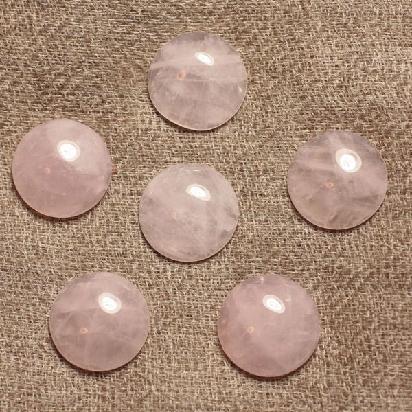 1pc - Round Rose Quartz Stone Cabochon 25mm transparent light pink - 4558550028020