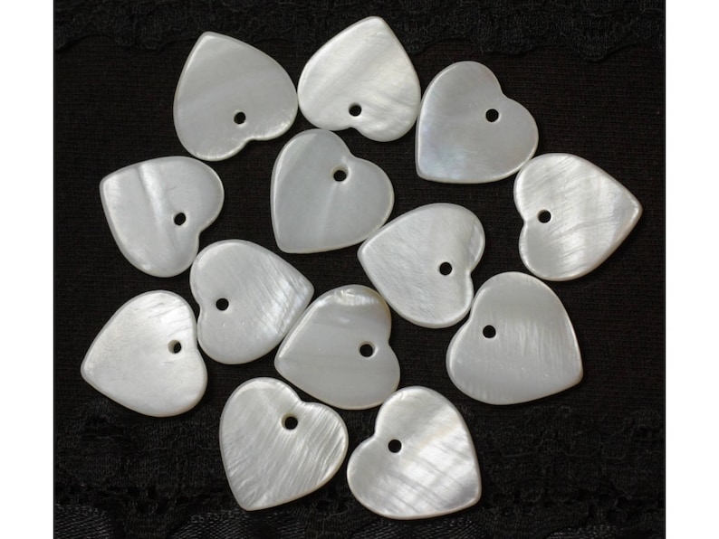 10pc Perles Breloques Pendentifs Nacre Coeurs 18mm Blanc 4558550030887 image 1
