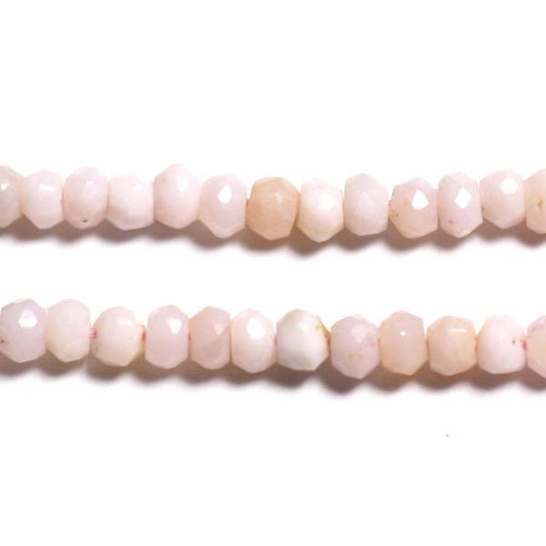 Wire 34cm 120pc approx - Stone Beads - Pink Opal Faceted Rondelles 3-4mm light pink powder pastel