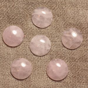 1pc - Cabochon Pierre Quartz Rose Rond 12mm rose clair transparent - 7427039734714