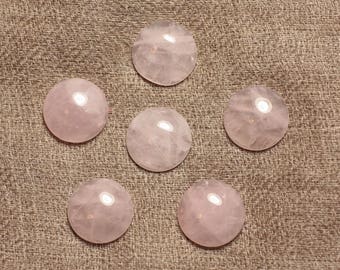 1pc - Cabochon Pierre Quartz Rose Rond 20mm rose clair transparent - 4558550027818