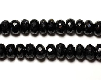 5pc - Stone Beads - Black Spinel Faceted Rondelle 7-8mm - 4558550003928