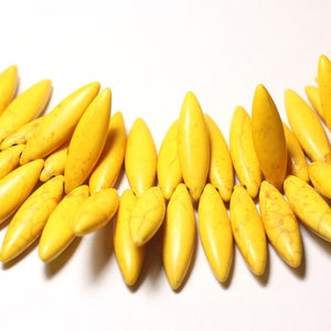 10pc - Reconstituted Synthetic Turquoise Beads Marquises 28mm Yellow - 8741140009677