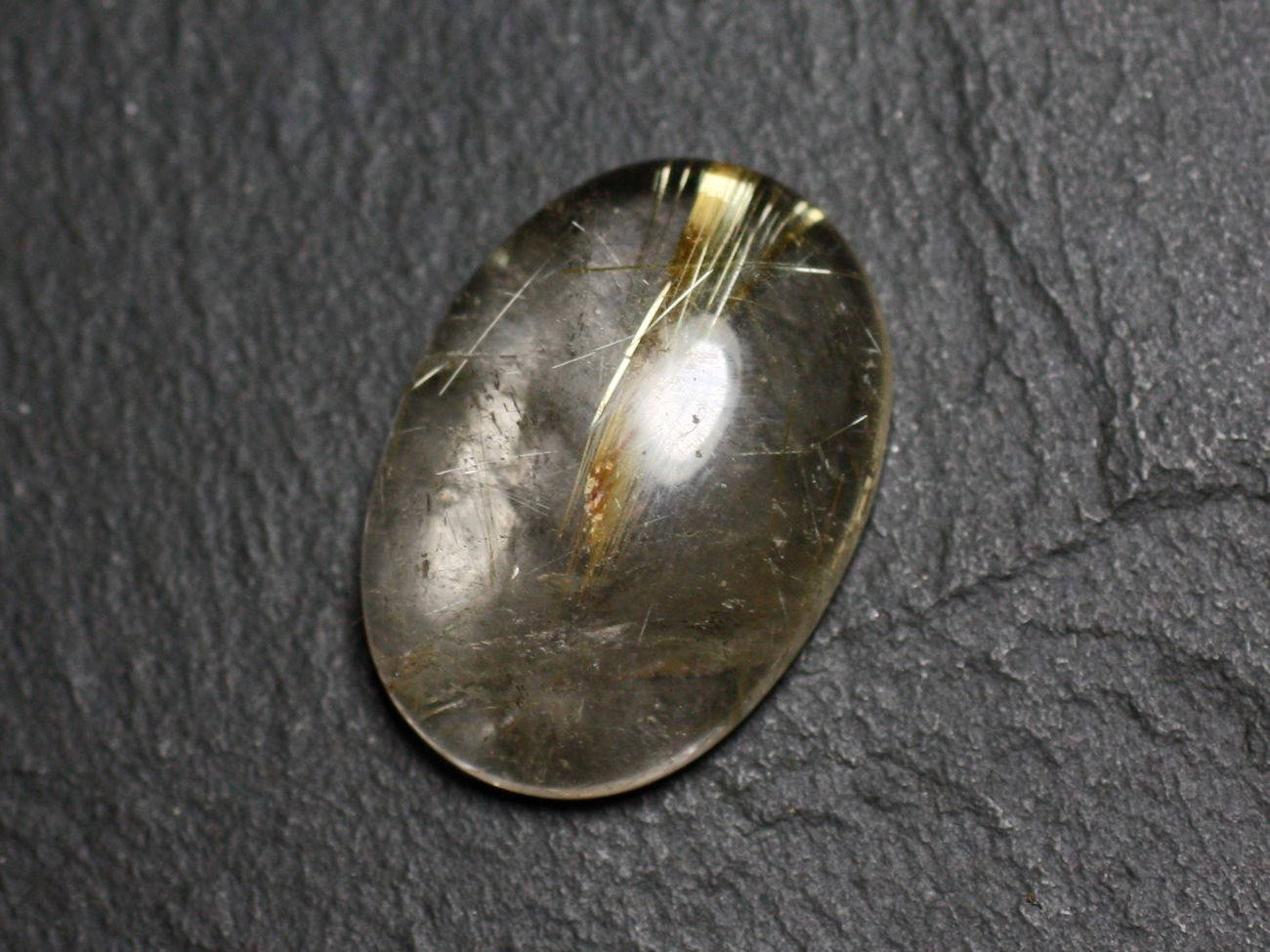 N76 Cabochon Stone Rutile Quartz Gold Oval Cameo Cabochon