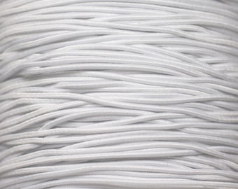 5 meters - Nylon Elastic Fabric Cord Cord Thread Round 1mm White - 7427039738392