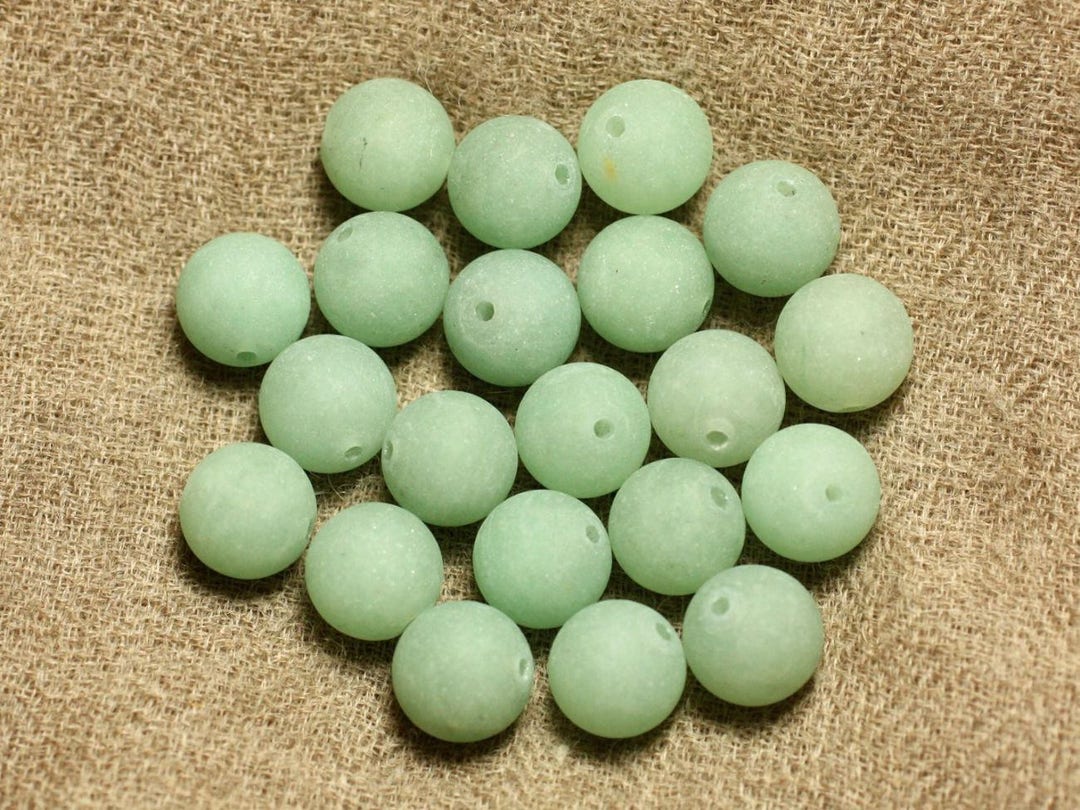 Perles En Aventurine Verte - 46 Pièces - Boules De 8mm - Fil De 39cm - Pierre Naturelle