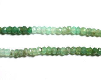 10pc - Stone Beads - Chrysoprase Faceted Rondelles 2-4mm White mint green turquoise - 4558550090607