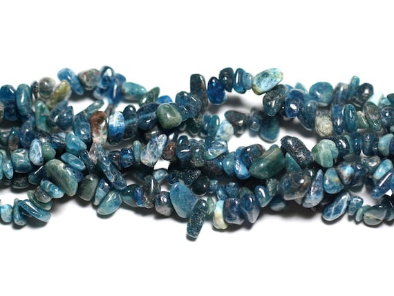 Fil D'environ 89cm De Perles D'Apatite Chips, Bleu-vert 5-10mm - 290 Pièces