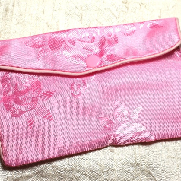 1pc - Sac Pochette Cadeaux Bijoux Tissu Fleurs 12x8cm Rose clair -  4558550082473