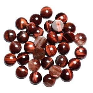 1pc - Red Bull Tiger Eye Stone Cabochon Round 10mm burgundy red black - 4558550082541