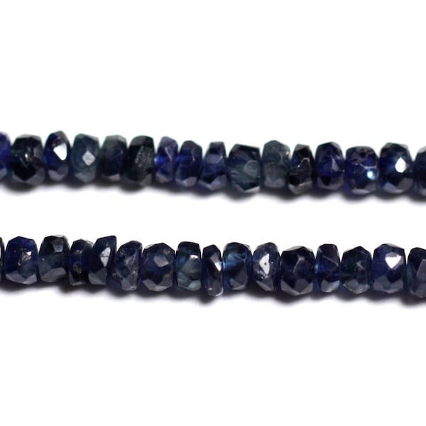 10pc - Stone Beads - Sapphire Faceted Rondelles 2-4mm midnight blue black - 4558550090508