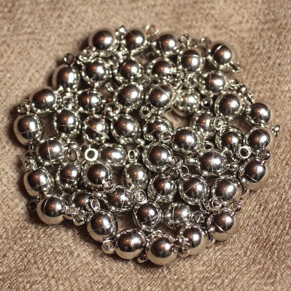 5pc - Magnetic Clasps Silver Metal quality Balls 11x6mm - 4558550039859