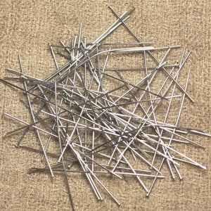 Approximately 50 pieces - Flat Head Metal Nails, 316L Stainless Steel, 45x0.5mm, Silver Grey - 4558550023964