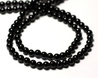 10pc - stone beads - black spinel balls 3.5 mm - 8741140011540