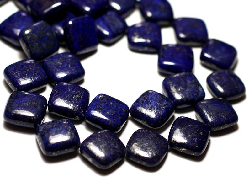 Wire 39cm 24pc approx Stone Beads Lapis Lazuli Diamonds 16mm image 1