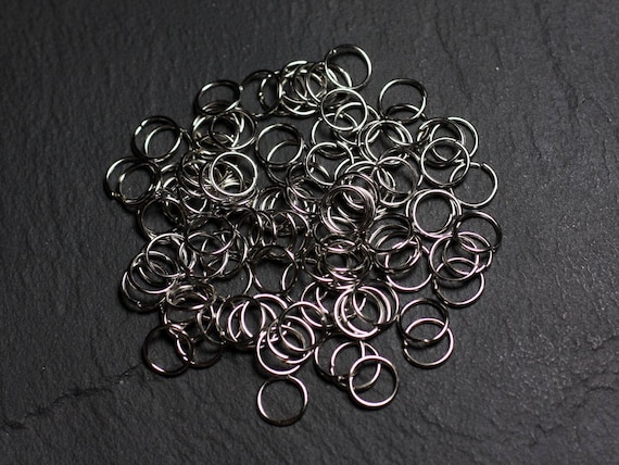 Set di 200 anelli, 6 mm, metallo e cuoio, per creazione gioielli