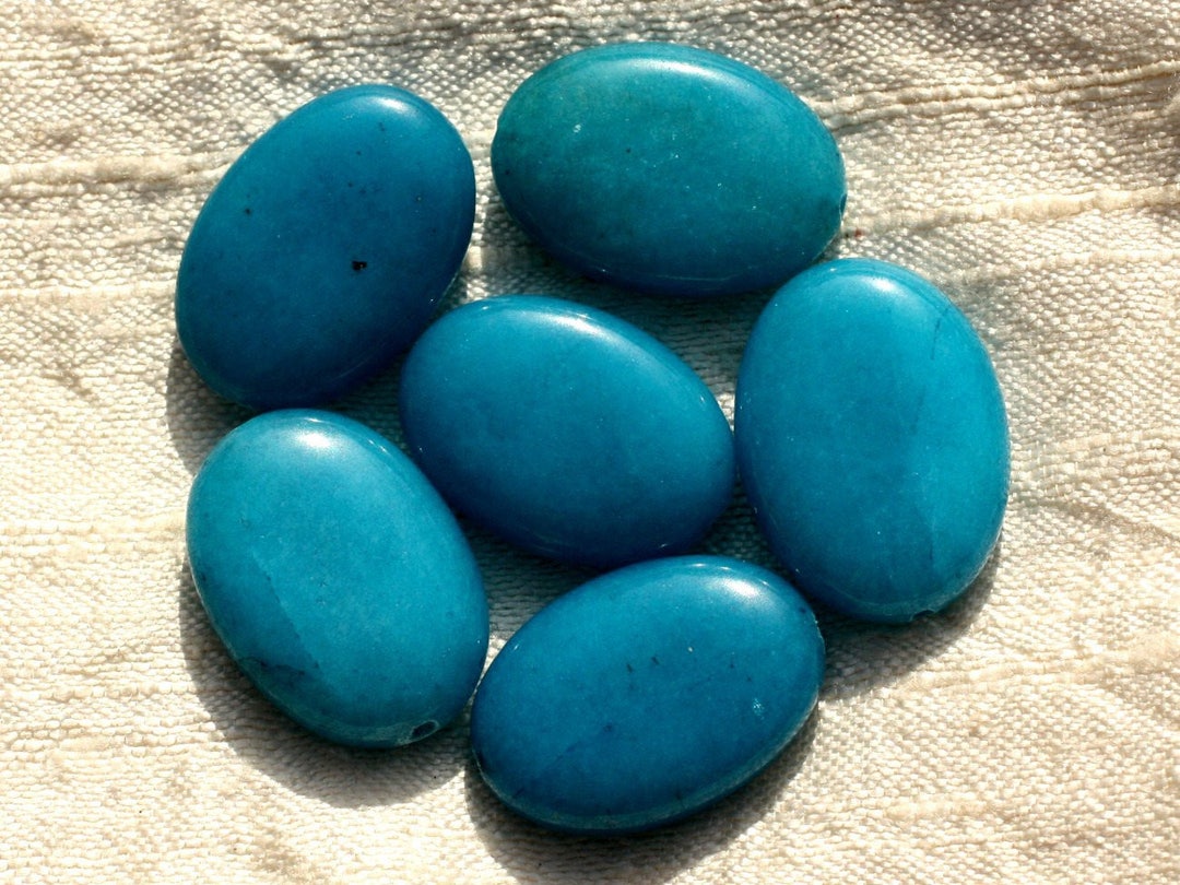 Lot De Perles En Jade (Rouge/Rose) - 14 Pièces Ovales 25x18mm - Fil D'environ 39cm - Pour Création De Bijoux