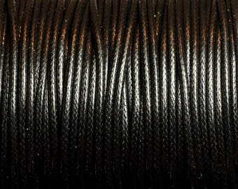 5 meters - Round waxed cotton braided cord rope thread 2mm black - 7427039745482