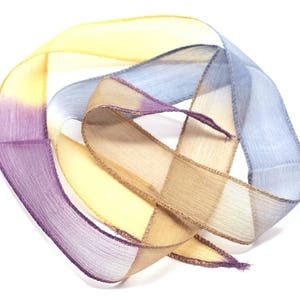 1pc - Hand-dyed Silk Ribbon Necklace 85 x 2.5cm Blue Yellow Purple (ref SOIE146) 4558550002914
