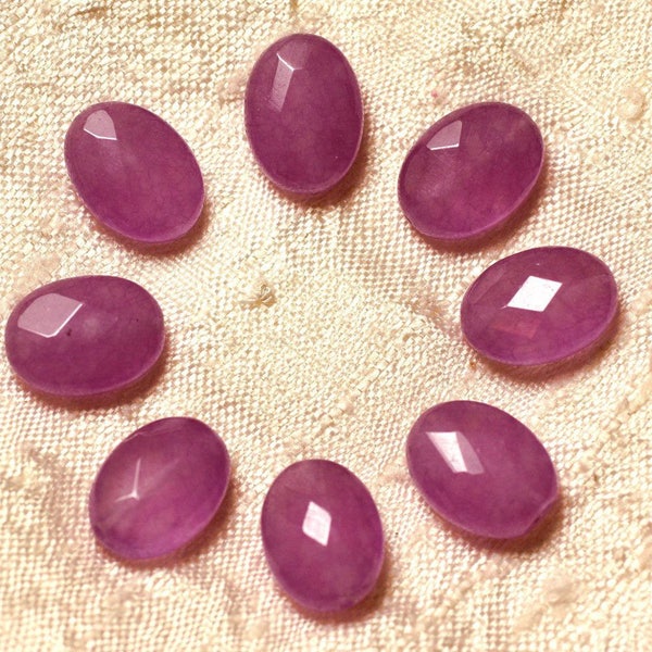 2pc - Perles de Pierre - Jade Ovales Facettés 14x10mm Violet Rose Mauve - 4558550019486