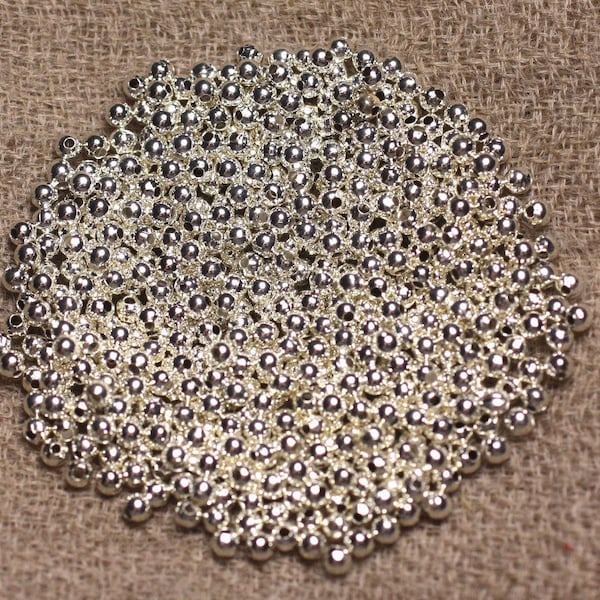 500pc environ - Perles Métal Argenté Qualité Boules 2mm   4558550013330